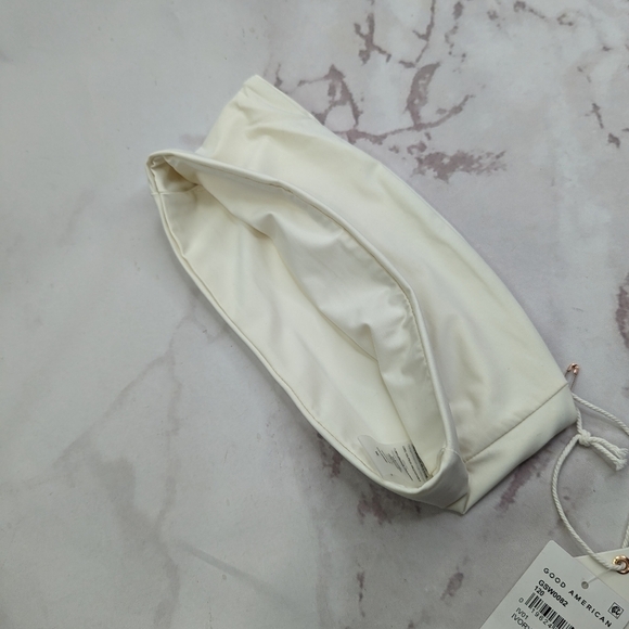 Good American Swim Top Women White Crinkle Band Bandeau Strapless - Picture 8 of 11